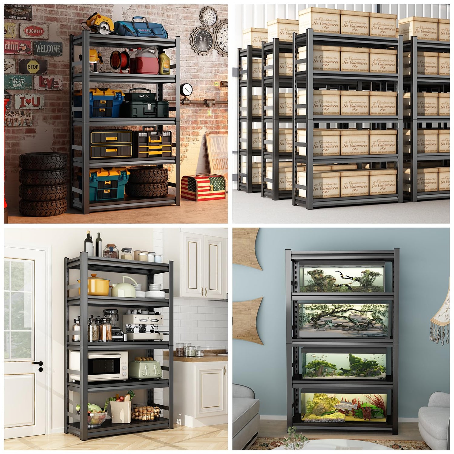 72" H Garage Shelving,Sturdy Garage Shelves Steel Heavy Duty Shelf,Large Metal Shelves,Adjustable Garage Storage Shelves Rack Unit for Warehouse Bezuny