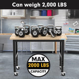 LARBANKE 48" Heavy-Duty Garage Workbench,Rubber Wood Workbench has Adjustable 5 Different Heights,Hardwood Worktable Weight Capacity Over 2000 LARBANKE