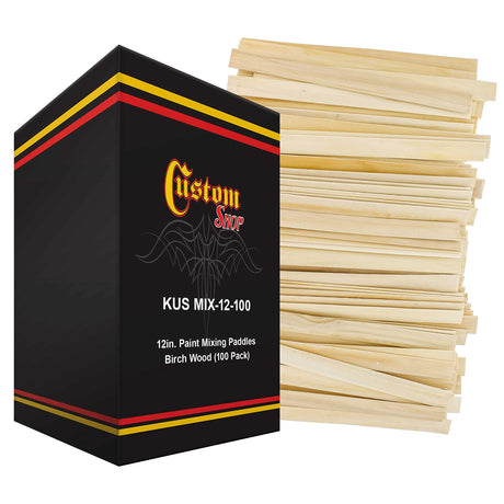 Custom Shop Craft and Paint Sticks - (Pack -100 Sticks) 12" Inch Premium Grade Wood Stirrers/Paddles - Use for Wood Crafts - Paddle to Mix Epoxy Custom Shop