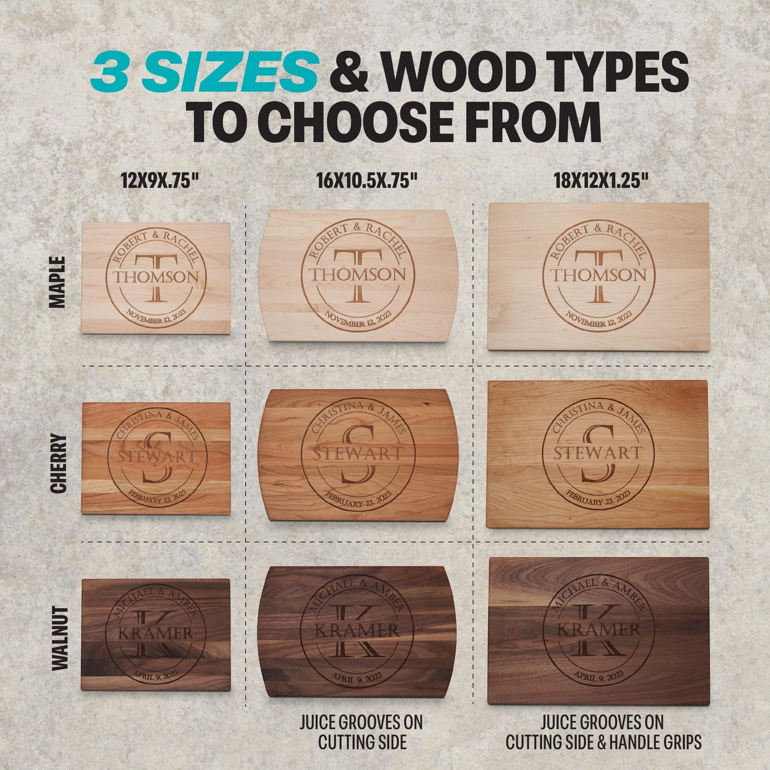 Blue Ridge Mountain Gifts Personalized Wood Cutting Board - Laser Engraved Custom Chopping Boards - Elegant Gift for Wedding, Anniversary, Blue Ridge Mountain Gifts