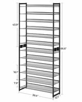 SONGMICS Shoe Rack, 12-Tier Tall Metal Shoe Storage Organizer for Closet, Entryway, Garage, Set of 2 6-Tier Big Stackable Shoes Rack Shelf, SONGMICS