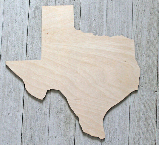 18" State of Texas Unfinished Wood Cutout Cut Out Shapes Ready to Paint Stain Crafts - WoodArtSupply