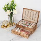 Pinzoveco Jewelry Box for Women, Rustic Wooden Jewelry Organizer Box for Storage Earrings Rings Necklace Bracelet, Farmhouse Style Wood Jewelry Boxes Pinzoveco