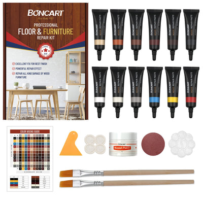 Boncart Wood Furniture Repair Kit Wood Filler-Repair Scratch, Cracks, Hole, Discoloration for Wooden Door, Floor, Table, Cabinet -Restore Any Wood,