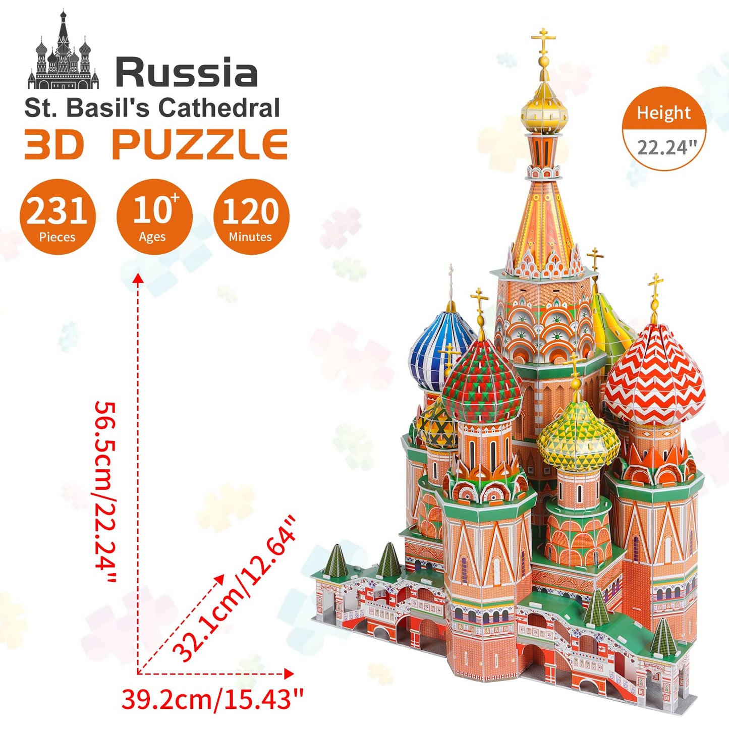 3D Puzzles for Adults & Kids St. Basil's Cathedral Building Set, Russia Cathedral Architecture Craft Model Kits, Educational 3D Jigsaw Puzzle Toy