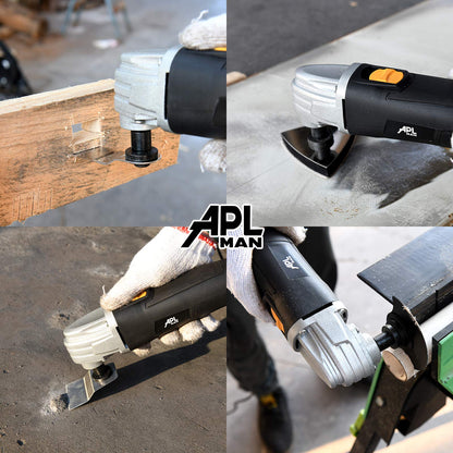 APLMAN Multi Purpose Oscillating Tool, 1.6-Amp Oscillating Multi Tool with 3.2°Oscillation Angle, Single Speed and 8 Pcs Accessories，Carrying Box - WoodArtSupply