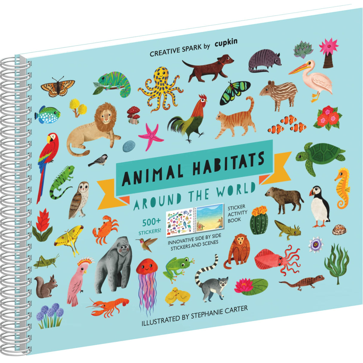 Animal Habitats Sticker Book (500+ Stickers for Kids & 12 Coloring Pages) by Cupkin - Side by Side Activity Book - Fun Sticker Books - Great for CUPKIN