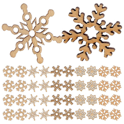 VOSAREA Christmas Unfinished Wooden Snowflake Ornaments: 200pcs Snowflake Hanging Cutouts Blank Wood Slices DIY Craft Embellishments for Xmas Tree
