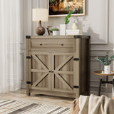 JUMMICO Coffee Bar Cabinet Farmhouse Kitchen Sideboard Buffet Cabinet with Drawer and Adjustable Shelf Barn Door Storage Cabinet for Kitchen, Dining JUMMICO