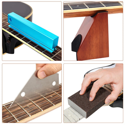 Meideal Guitar Fret Repairing Maintenance Luthier Tool Kit with Fret Puller, Fret Hammer, Fret Files, Fret Leveler, Fret Rocker, Fret Eraser, Guitar - WoodArtSupply