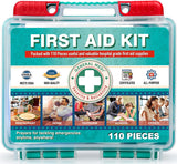 General Medi 110 Pieces Small First Aid Kit - HardCase First Aid Box - Contains Premium Medical Supplies for Travel, Home, Office, Vehicle, Camping, General Medi