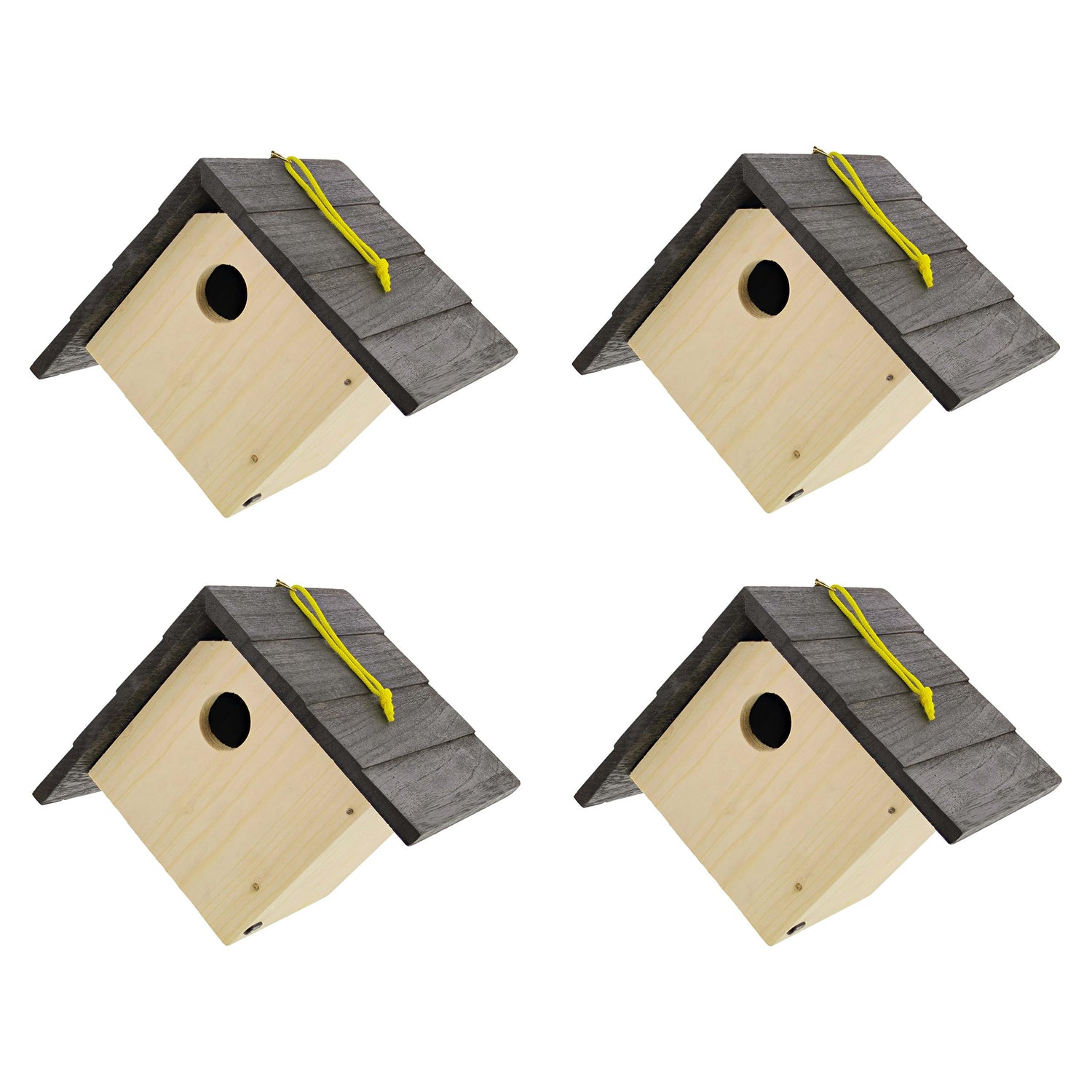 MiMu 6in Wood Birdhouse Kits for Adults - 4pk Unfinished Paintable Bird Houses for Outside Patio - Paint Your Own Hanging Diamond Birdhouse Party MiMu