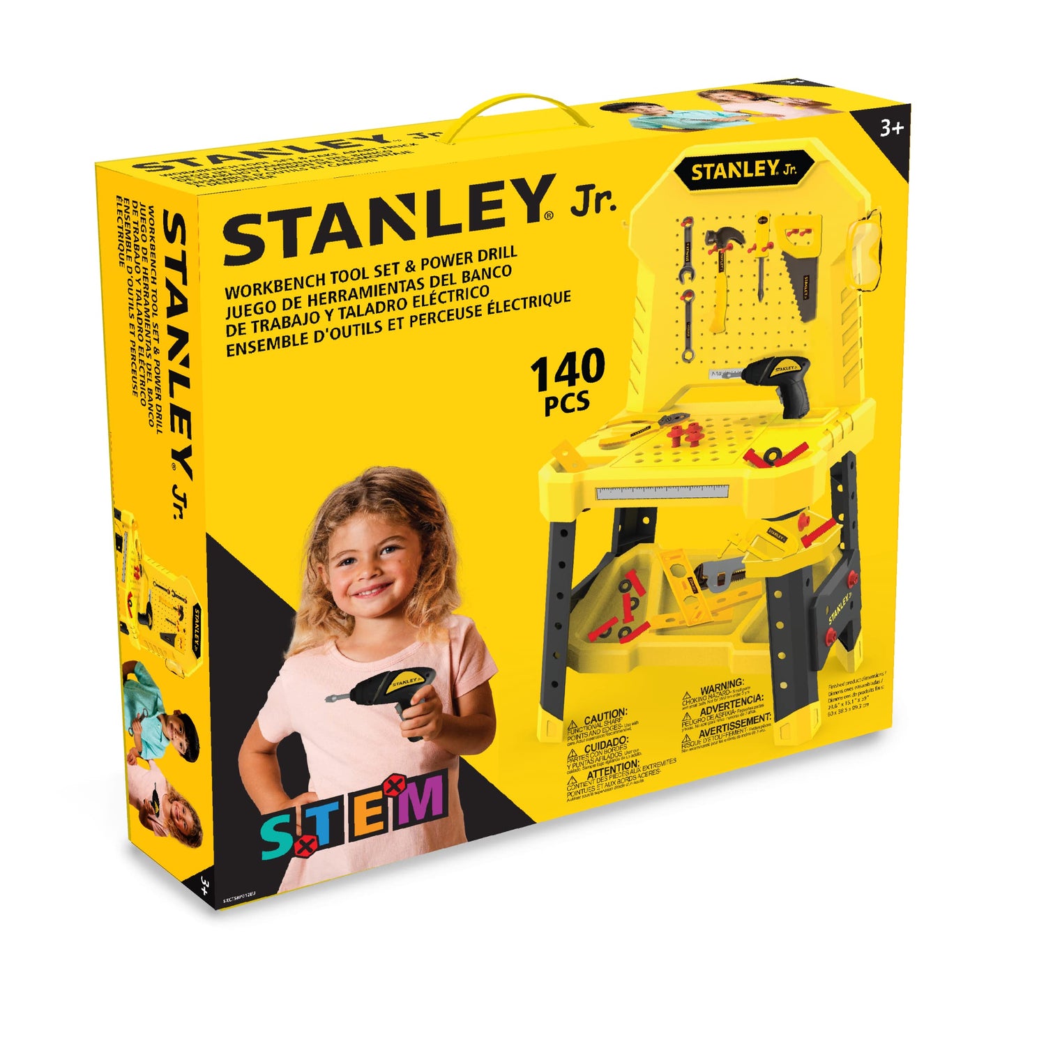 STANLEY Jr. Pretend Play Workbench & Power Drill & Toolset - 140 PCS STANLEY Jr.