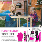 64PCS Pink Tool Set with Cordless Drill, 8V Power Drill and Pink Tool Kit for Women, 3/8"Keyless Chuck Electric Screwdriver Driver Kit for Home DIY ThinkLearn