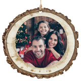 Let's Make Memories Personalized Christmas Ornament - Photo Only - Round - Rustic Wood Let's Make Memories