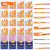 ESRICH Acrylic Paint Brushes Set, 16 Packs/160 Pcs, Pink, Suitable for Acrylic, Oil, Watercolor,Rock Body Face Nail Art,Perfect Suit of Art Painting, ESRICH