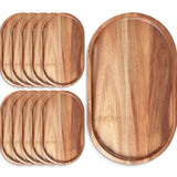 Rtteri 10 Pcs Wooden Plates Wood Dinner Plate Serving Trays Decorative Serving Platter Mango Oval Wood Tray for Food, Vegetables, Fruit, Charcuterie, Rtteri
