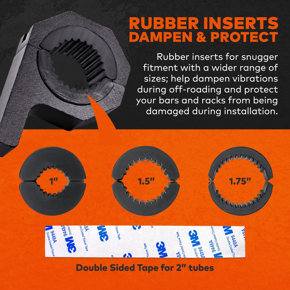 Off-Road Light Mounting Bracket Bar Clamp Kits [1"/1.5"/1.75"/2" Inch] [Horizontal Bar] [Aluminium] [2 Units] Bull Roll Cage Clamps Mount For ATV UTV LAMPHUS