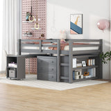 Modern Low Full Loft Bed with Integrated Desk, Dresser, and Storage for Kids by Bellemave Bellemave