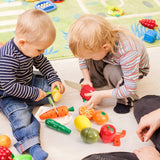 MORITECK Wooden Play Food Sets for Kids Kitchen Accessories, Realistic Wood Cutting Fruits Toys for 3- Year Old Toddlers, Mini Pretend Play Fake MORITECK