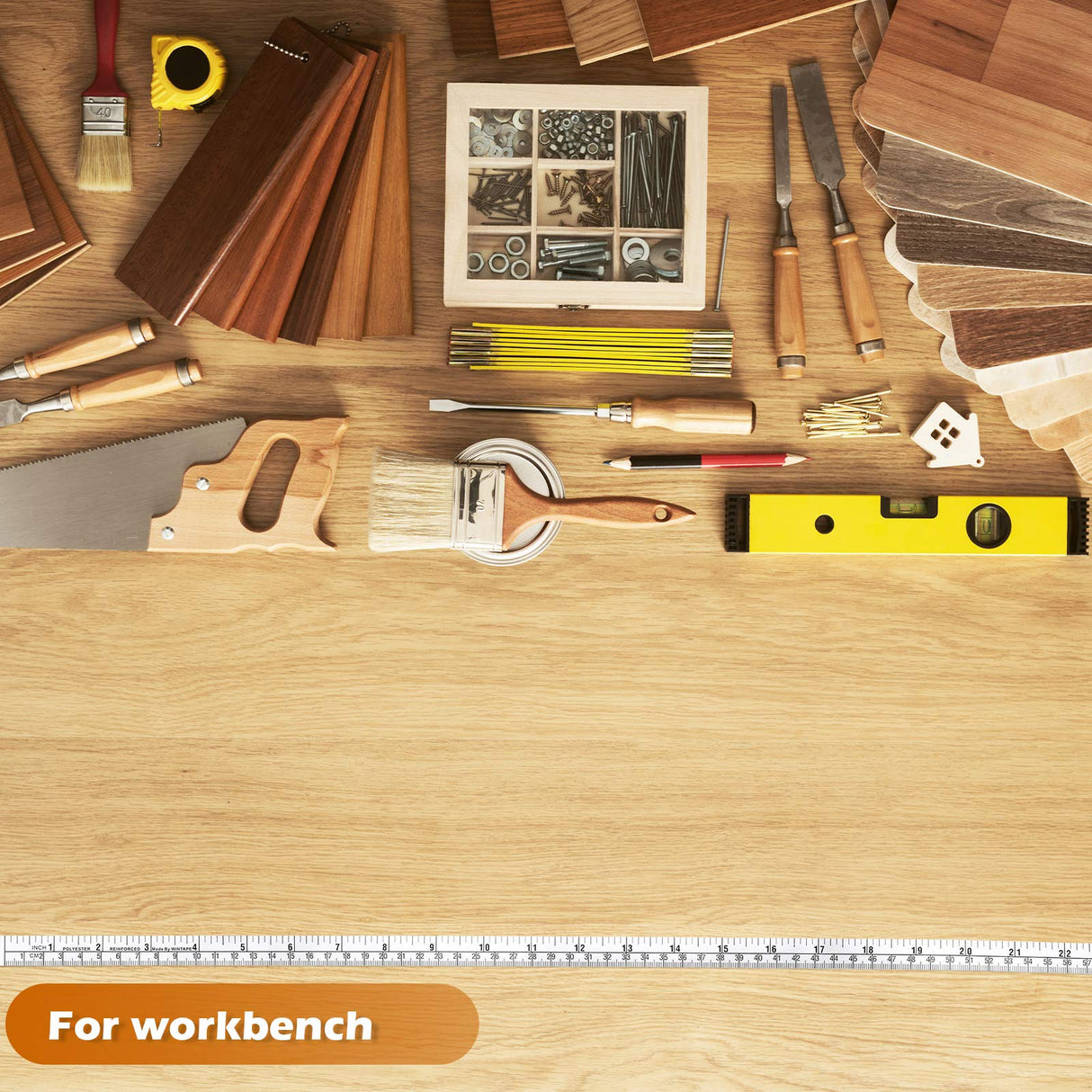 Self-Adhesive Measuring Tape Workbench Ruler Adhesive Backed Double Scale Stick Tape Measure for Work Woodworking, Saw, Drafting Table (24 Inch,5 Zonon