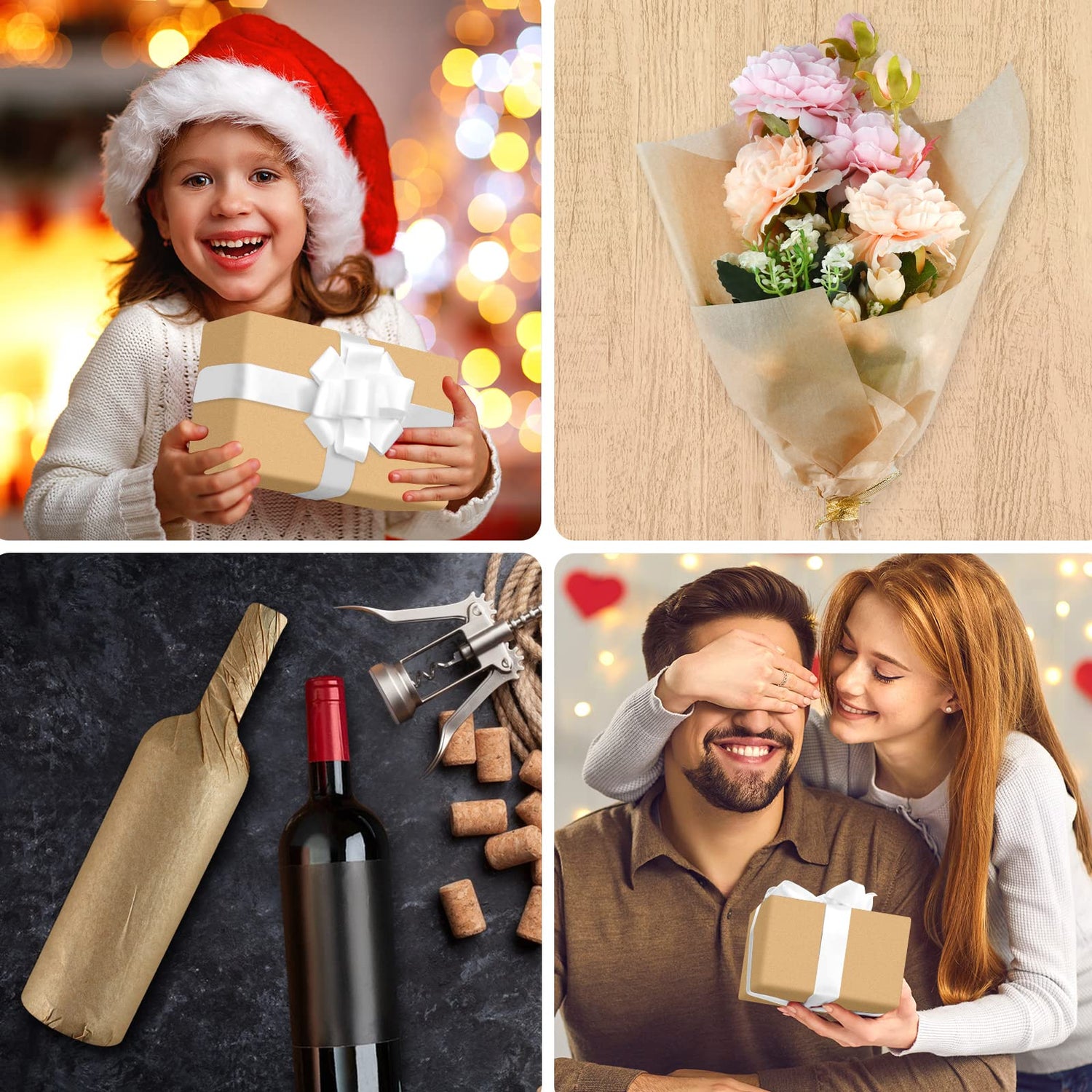 NEBURORA Kraft Tissue Paper for Gift Bags 60 Sheets Beige Wrapping Tissue Paper Bulk 14 X 20 Inch Brown Wrapping Paper for Gift Packaging Filler Art NEBURORA