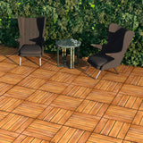 Interlocking Deck Tile (Pack of 10, 12"x12") Acacia Hardwood Deck Tile, Interlocking Patio Tile in Solid Acacia Wooden Oiled Finish Waterproof All LOAQUA