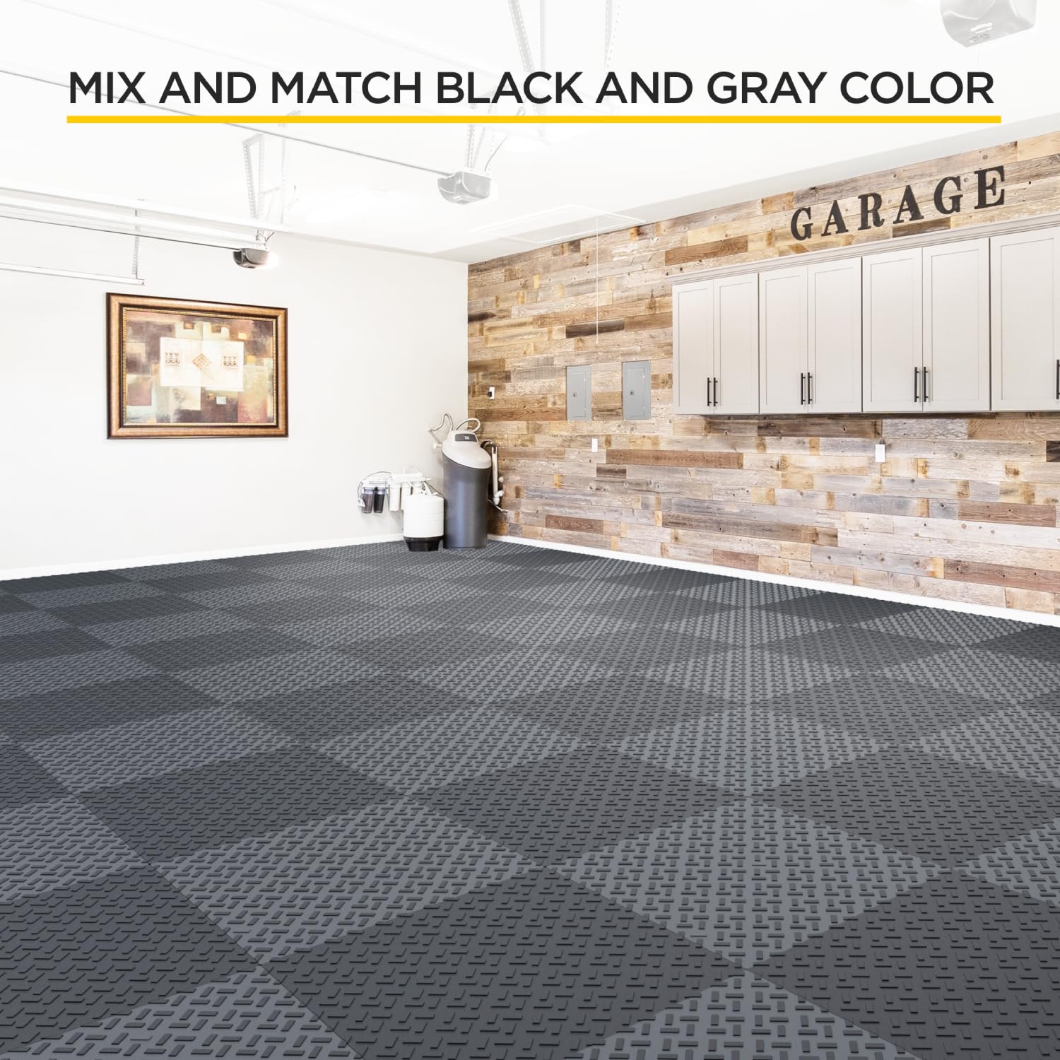 Garage Flooring Tiles Pack of 48 Interlocking Garage Floor Tiles with Antislip Brick Pattern Oil and Stain Resistant 12"x12" Tile 40000lbs Load boldworks