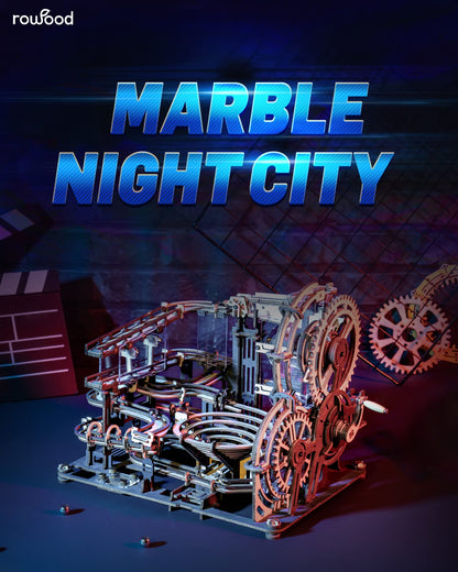 RoWood 3D Puzzles for Adults, Model Kits for Adults to Build, Wooden Town Christmas Birthday Gifts for Teens- Marble Night City