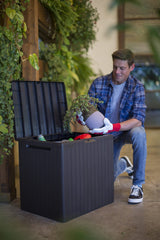 Keter City 30 Gallon Resin Deck Box for Patio Furniture, Pool Accessories, and Storage for Outdoor Toys, Grey Keter