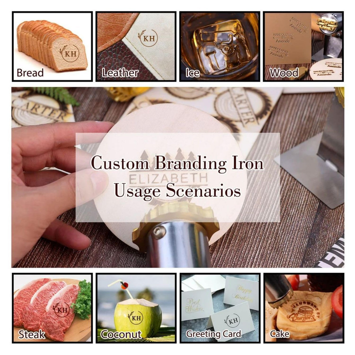 Crawell Custom Electric Branding Iron - Personalised Imprints for Wood, Leather, and More (2.5 Inch, 300W) Crawell