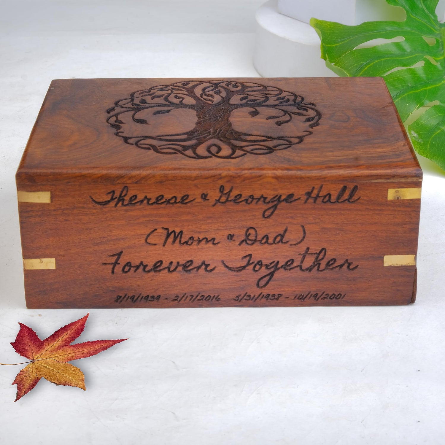 Personalized Urns for Human or Pet Ashes, Personalized Wooden Engraved Cremation Urn, Wood Funeral Urn - Keepsake Box, Memorial Urn or Casket (Wood The Maryam Crafts