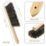 Rbenxia 2 Pieces Wooden Handle Bench Brushes Horse Hair Brushes Soft Bristles Dust Brush Household Cleaning Brushes for Fireplace, Sofa, Furniture, Rbenxia
