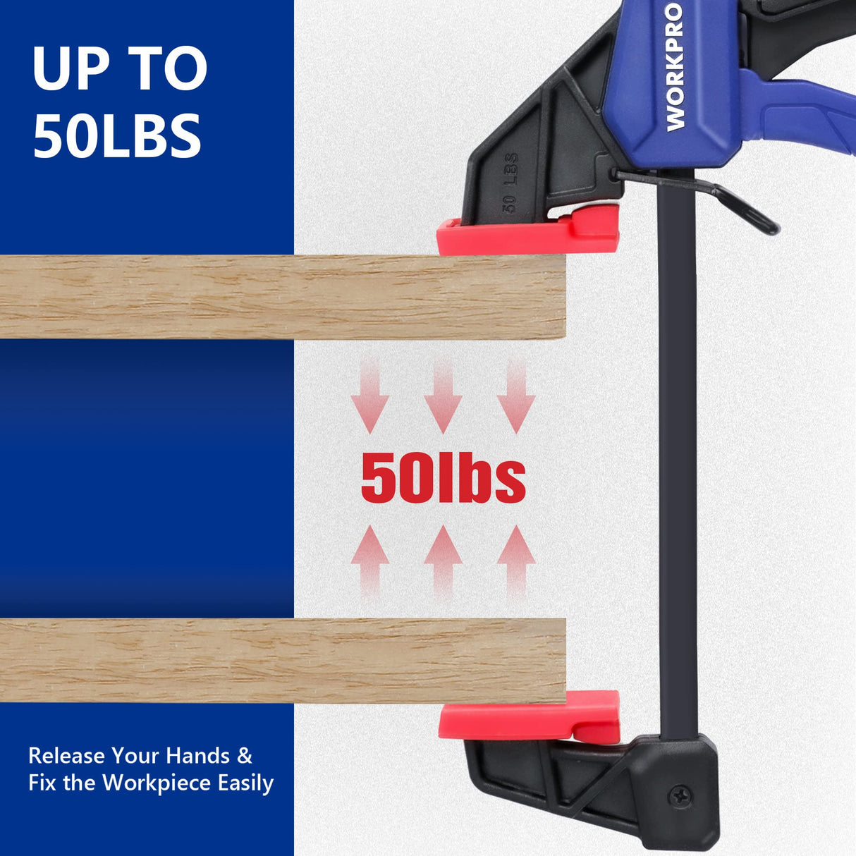 WORKPRO 6" Mini Bar Clamps for Woodworking, One-Handed Clamp/Spreader, Light-Duty Screw-Change F Clamp with 50lbs Load Limit, 2PC WORKPRO
