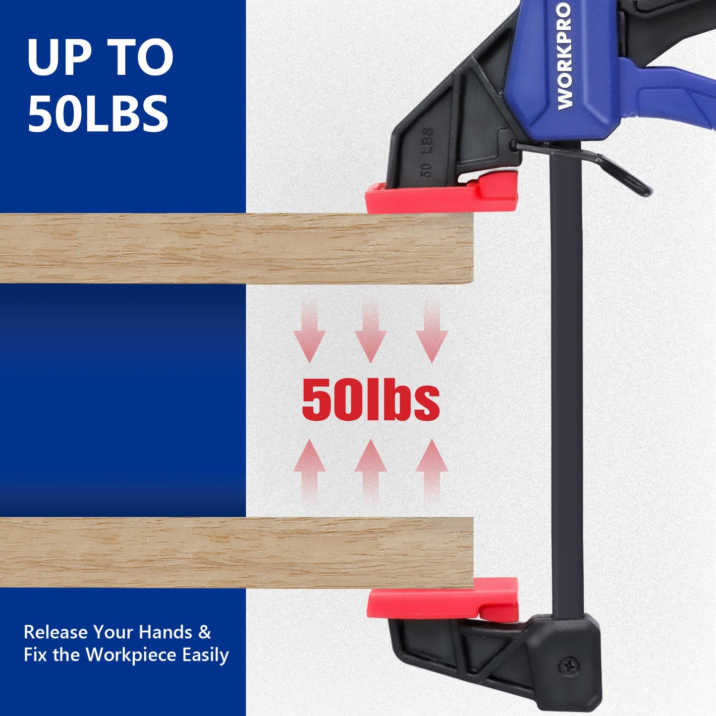 WORKPRO 6" Mini Bar Clamps for Woodworking, One-Handed Clamp/Spreader, Light-Duty Screw-Change F Clamp with 50lbs Load Limit, 2PC - WoodArtSupply