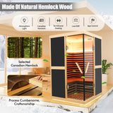 OUTEXER Infrared Sauna 1980W Wooden Saunas Home Spa Room Canadian Hemlock Wood Low-EMF Indoor Saunas with APP Control for Two Person OUTEXER