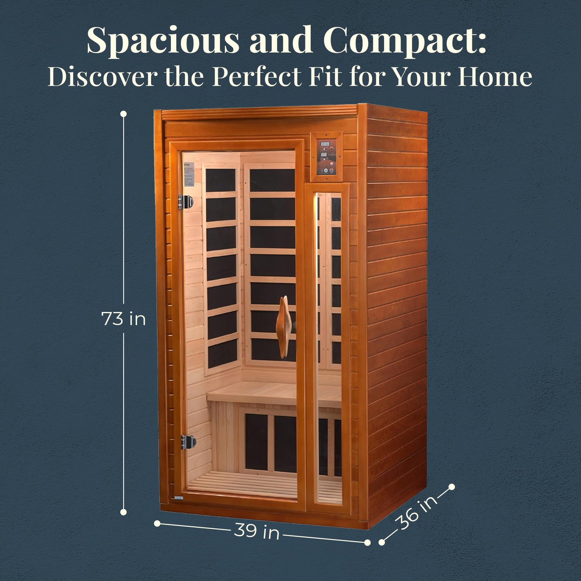 Dynamic Barcelona 1 to 2 Person Hemlock Wood Low EMF FAR Infrared Sauna For Home with LED Control Panel and Tempered Glass Door - Curbside Delivery - WoodArtSupply