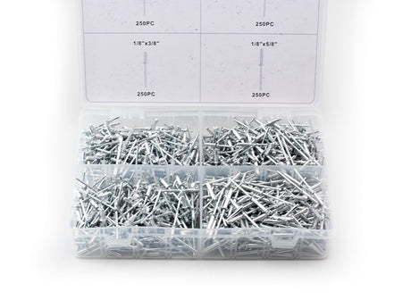 VCT 1000pc 1/8" Aluminum Blind Pop Rivet Assortment 4 Hand/Air Riveter Gun Rivet Set VCT