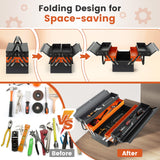 S AFSTAR 22 Inches Tool Box, 3-Layer 5-Tray Metal Toolbox w/Full-Length Handles & Lock Hole Design, Portable Storage Toolbox, Folding Tool Organizer S AFSTAR