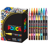 24 Posca Paint Markers, 3M Fine Posca Markers with Reversible Tips, Posca Marker Set of Acrylic Paint Pens | Posca Pens for Art Supplies, Fabric Uni Posca