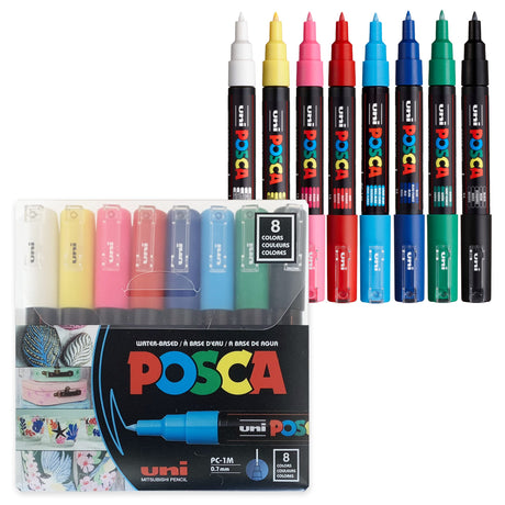 8 Posca Markers 1M, Posca Pens for Art Supplies, School Supplies, Rock Art, Fabric Paint, Fabric Markers, Paint Pen, Art Markers, Posca Paint Markers uni
