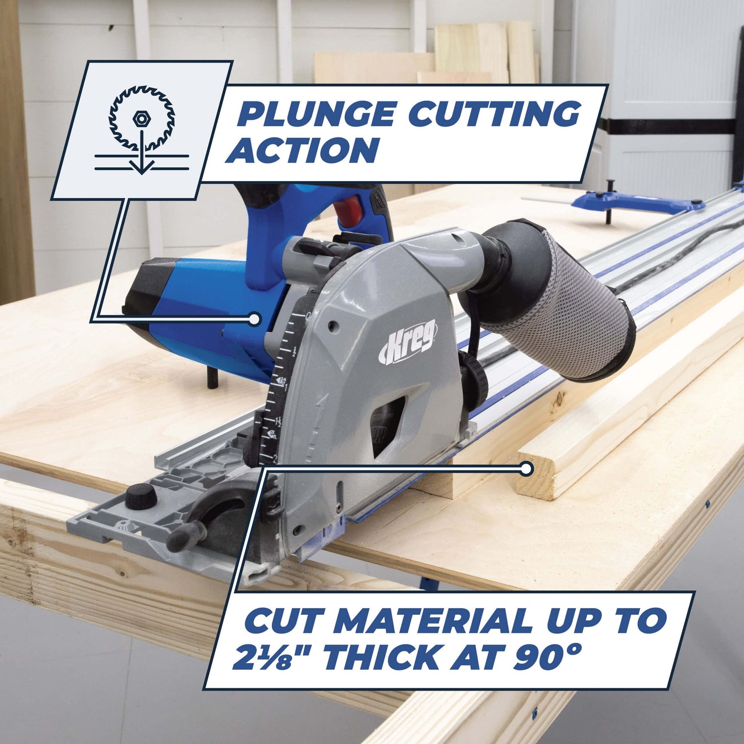 Kreg ACS-SAW Adaptive Cutting System Plunge Saw - Plunge Circular Saw - Cuts Solid Wood & Plywood - Adjustable Track Saw - Carpentry Tools & KREG