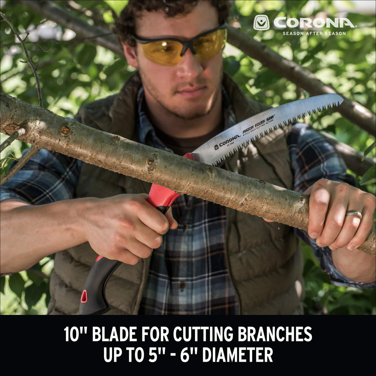 Corona Tools 10-Inch RazorTOOTH Folding Saw | Pruning Saw Designed for Single-Hand Use | Curved Blade Hand Saw | Cuts Branches Up to 6" in Diameter | Corona