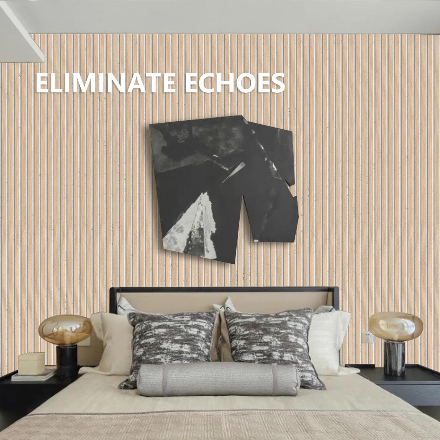 Olanglab Acoustic Wood Wall Panels, 2Pack 94.48"x 12.59" Each, Decorative Sound Proof Panels for Walls,3D Acoustic Panels Block Noise from Outside, Olanglab