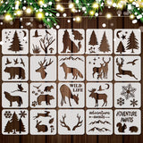 20 Pieces Stencil Template for Painting Reusable Animal Plant Spring Summer Winter DIY Christmas Stencils for Painting on Wood Wall Home Decor Outus