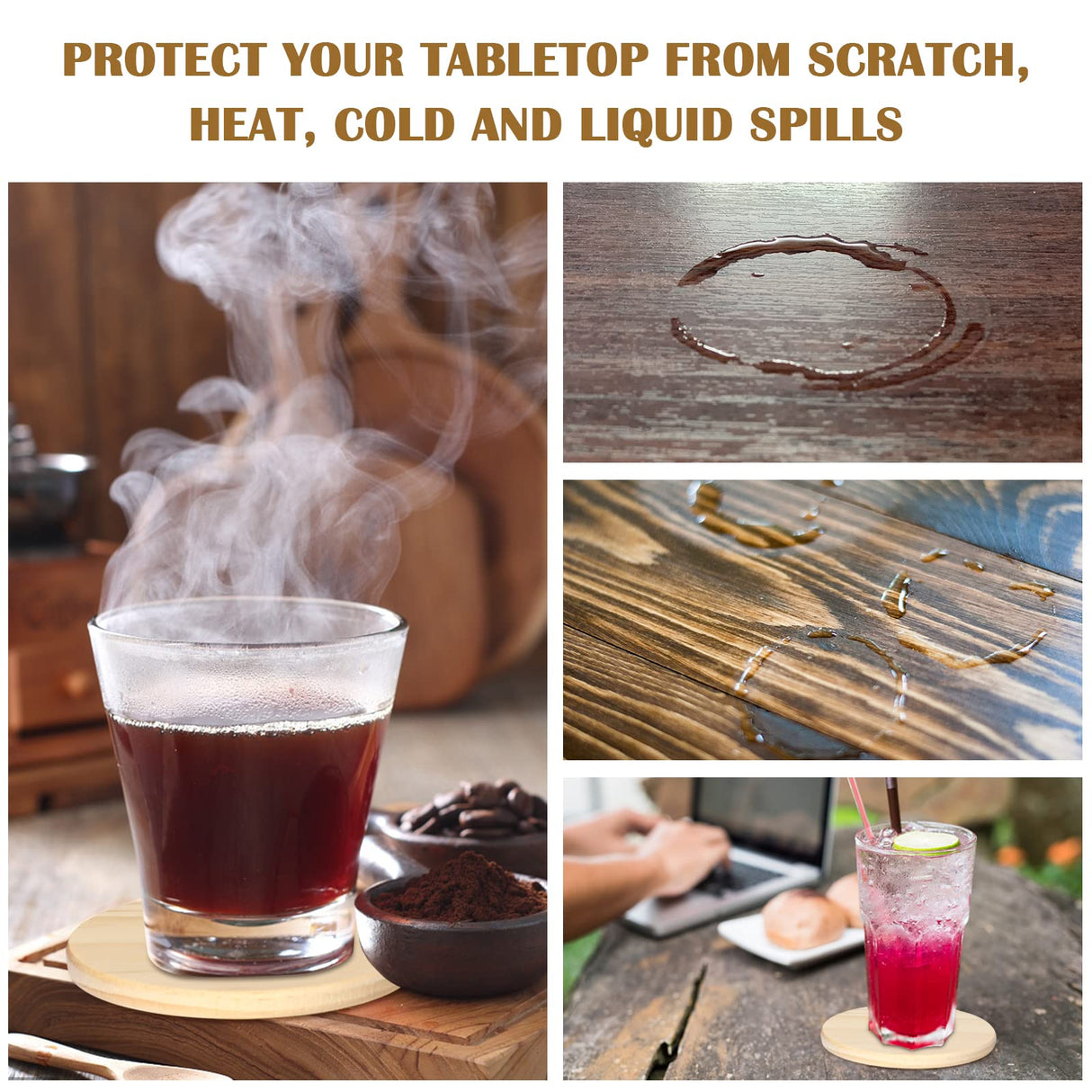 30 Pieces Unfinished Wood Coasters, 4 Inch Round Blank Wooden Coasters for Crafts with Non-Slip Silicon Dots for DIY Stained Painting Wood Engraving Dlerom