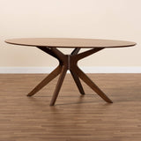 Baxton Studio Monte Mid-Century Modern Walnut Brown Finished Wood 71-Inch Oval Dining Table Baxton Studio