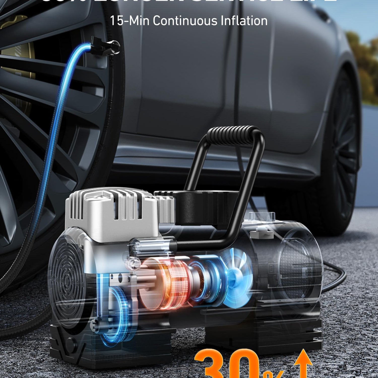 AstroAI Tire Inflator Portable Air Compressor (Up to 150 PSI) Tire Pump for Car 12V DC Digital Air Pump with 12 LEDs Super Bright Light for Bicycle, AstroAI