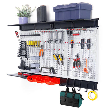 Pegboard Smith 48x32 Inch Metal Pegboard Wall Organizer - 113PCS Kit with Hooks, Garage Storage Bins, and Panel Tool Organizer - WoodArtSupply