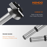 KENDO 8 Piece Forstner Bit Set, Made of Alloy Steel, Forstner Bits for Woodworking, Auger Opener Round Shank Drilling Cutting Tool for Hardwood, Kendo